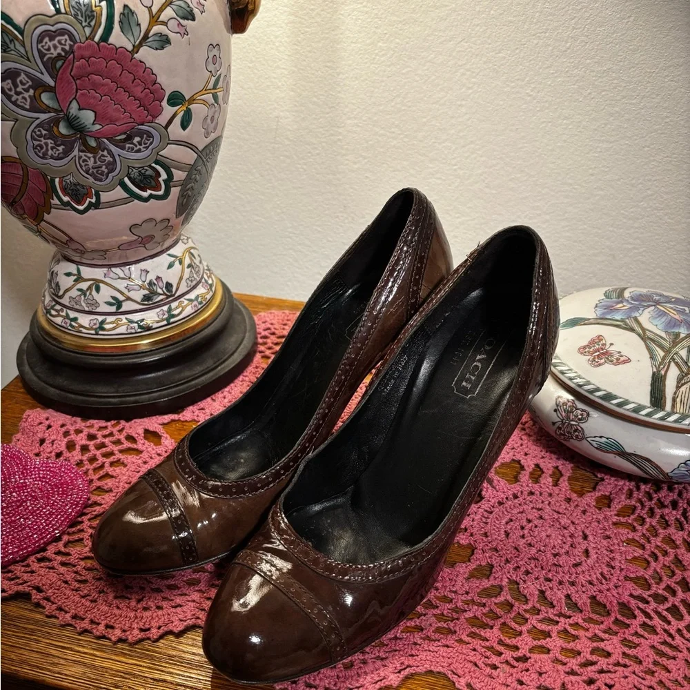 Coach Brown Patent Leather Shoes - Picture 1 of 5